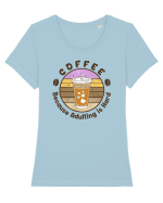 COFFEE Tricou mânecă scurtă guler larg fitted Damă Expresser
