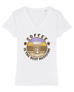 Coffee Tricou mânecă scurtă guler V Damă Evoker