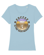 Coffee Tricou mânecă scurtă guler larg fitted Damă Expresser