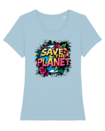 SAVE THE PLANET Salvati planeta 3 Tricou mânecă scurtă guler larg fitted Damă Expresser