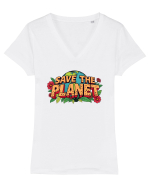 SAVE THE PLANET Salvati planeta 4 Tricou mânecă scurtă guler V Damă Evoker