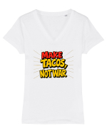MAKE TACOS, NOT WAR Tricou mânecă scurtă guler V Damă Evoker