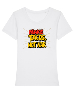 MAKE TACOS, NOT WAR Tricou mânecă scurtă guler larg fitted Damă Expresser