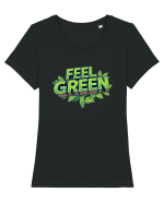 FEEL GREEN 3 Tricou mânecă scurtă guler larg fitted Damă Expresser