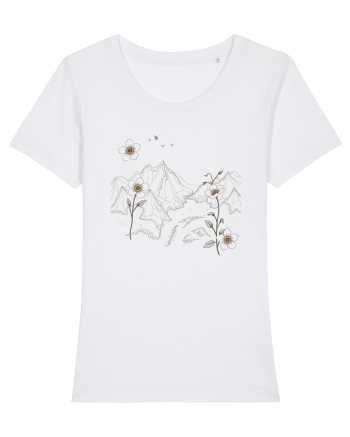 FLORAL GEOMETRIC PEISAJ MUNTE White