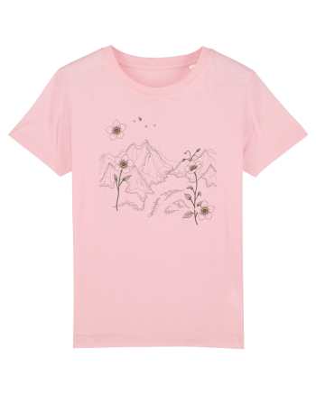 FLORAL GEOMETRIC PEISAJ MUNTE Cotton Pink