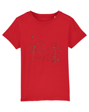 FLORAL GEOMETRIC PEISAJ MUNTE Red