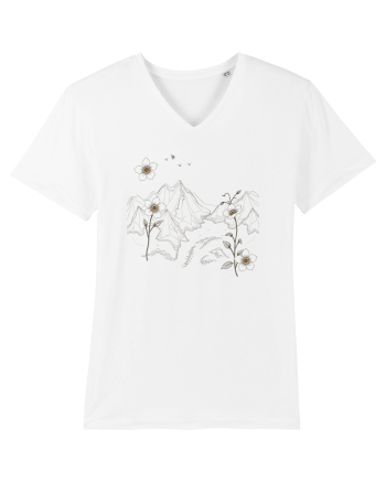 FLORAL GEOMETRIC PEISAJ MUNTE White