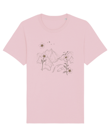 FLORAL GEOMETRIC PEISAJ MUNTE Cotton Pink