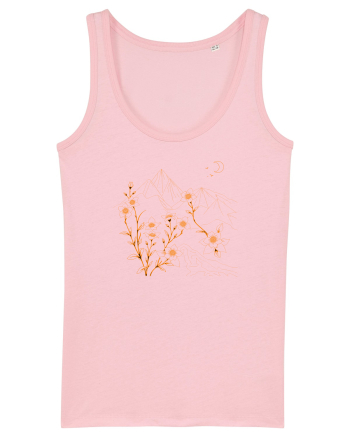 FLORAL GEOMETRIC PEISAJ MUNTE 2 Cotton Pink