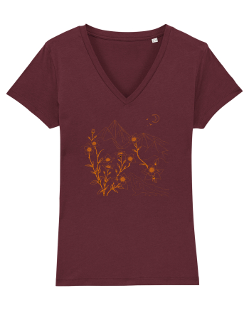 FLORAL GEOMETRIC PEISAJ MUNTE 2 Burgundy