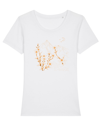 FLORAL GEOMETRIC PEISAJ MUNTE 2 White