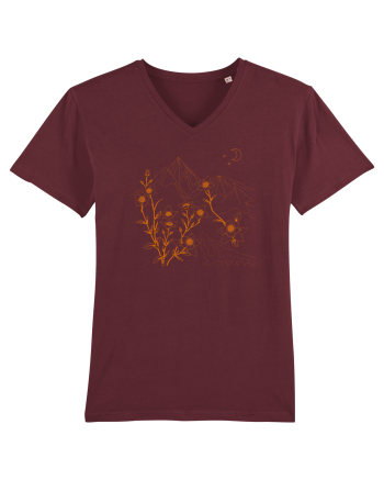 FLORAL GEOMETRIC PEISAJ MUNTE 2 Burgundy