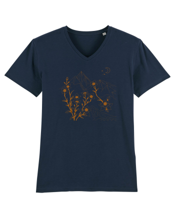FLORAL GEOMETRIC PEISAJ MUNTE 2 French Navy