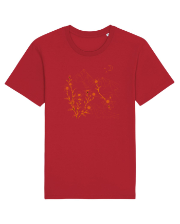 FLORAL GEOMETRIC PEISAJ MUNTE 2 Red