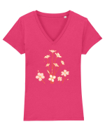 FLORAL GEOMETRIC - FLORI DE CAMP 1 Tricou mânecă scurtă guler V Damă Evoker
