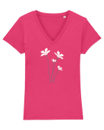 FLORAL GEOMETRIC - FLORI DE CAMP 2 Tricou mânecă scurtă guler V Damă Evoker