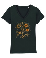 FLORAL GEOMETRIC - FLORI SALBATICE 1 Tricou mânecă scurtă guler V Damă Evoker