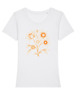 FLORAL GEOMETRIC - FLORI SALBATICE 1 Tricou mânecă scurtă guler larg fitted Damă Expresser