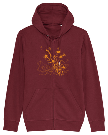 FLORAL GEOMETRIC PEISAJ MUNTE 3 Burgundy