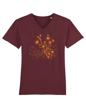 FLORAL GEOMETRIC PEISAJ MUNTE 3 Burgundy