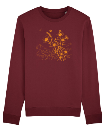 FLORAL GEOMETRIC PEISAJ MUNTE 3 Burgundy
