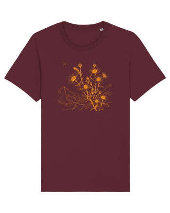 FLORAL GEOMETRIC PEISAJ MUNTE 3 Burgundy