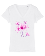 FLORAL GEOMETRIC 10 Tricou mânecă scurtă guler V Damă Evoker