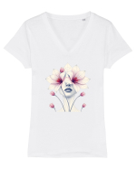 FLORAL GEOMETRIC ORHIDEE  Feminitate Tricou mânecă scurtă guler V Damă Evoker