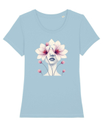 FLORAL GEOMETRIC ORHIDEE  Feminitate Tricou mânecă scurtă guler larg fitted Damă Expresser