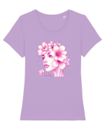 FLORAL GEOMETRIC CRINI Feminitate Tricou mânecă scurtă guler larg fitted Damă Expresser