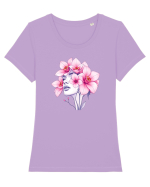 FLORAL GEOMETRIC ORHIDEE  Feminitate 2 Tricou mânecă scurtă guler larg fitted Damă Expresser