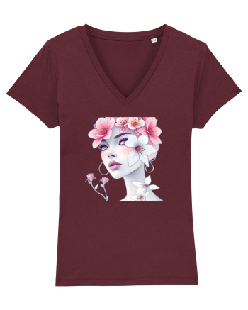 FLORAL GEOMETRIC MAGNOLII Feminitate  2 Burgundy