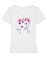 FLORAL GEOMETRIC MAGNOLII Feminitate  2 Tricou mânecă scurtă guler larg fitted Damă Expresser