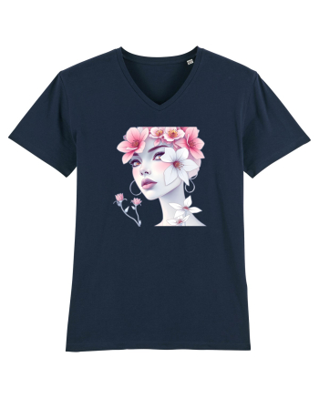 FLORAL GEOMETRIC MAGNOLII Feminitate  2 French Navy