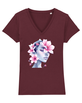 FLORAL GEOMETRIC MAGNOLII Feminitate  3 Burgundy