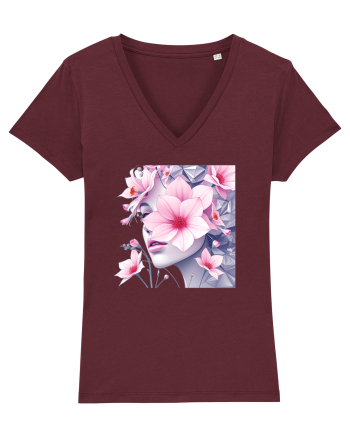 FLORAL GEOMETRIC MAGNOLII Feminitate  4 Burgundy