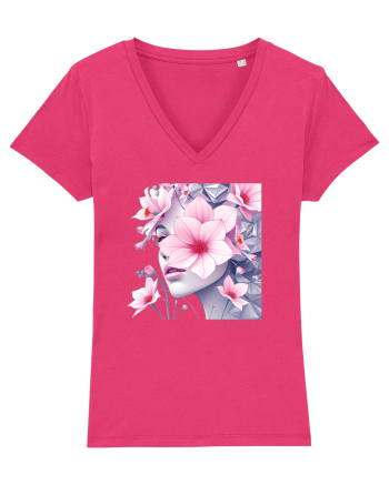 FLORAL GEOMETRIC MAGNOLII Feminitate  4 Raspberry