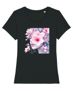 FLORAL GEOMETRIC MAGNOLII Feminitate  4 Tricou mânecă scurtă guler larg fitted Damă Expresser