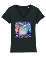 FLORAL GEOMETRIC - PEISAJ SUPERNATURAL 1 Tricou mânecă scurtă guler V Damă Evoker
