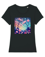 FLORAL GEOMETRIC - PEISAJ SUPERNATURAL 1 Tricou mânecă scurtă guler larg fitted Damă Expresser