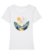 MUNTE - CALATORII 6 Tricou mânecă scurtă guler larg fitted Damă Expresser