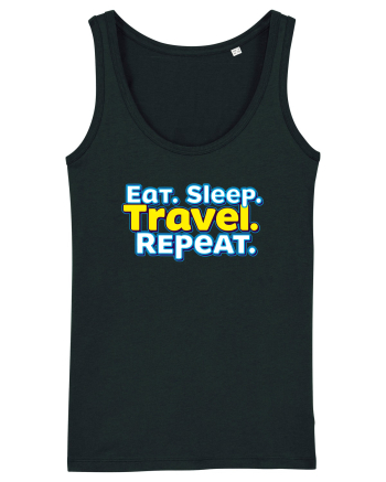 EAT SLEEP TRAVEL REPEAT - Mananca. Dormi. CALATORESTE. Repeta Black