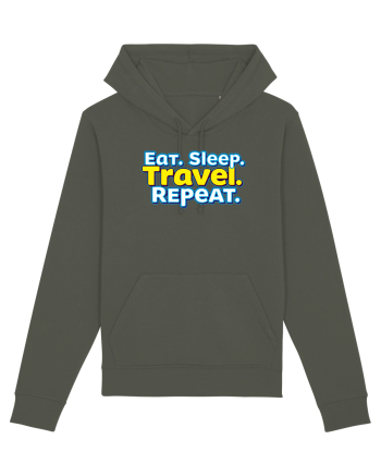 EAT SLEEP TRAVEL REPEAT - Mananca. Dormi. CALATORESTE. Repeta Khaki