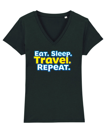 EAT SLEEP TRAVEL REPEAT - Mananca. Dormi. CALATORESTE. Repeta Black