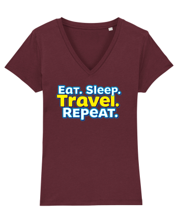 EAT SLEEP TRAVEL REPEAT - Mananca. Dormi. CALATORESTE. Repeta Burgundy