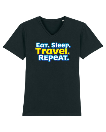 EAT SLEEP TRAVEL REPEAT - Mananca. Dormi. CALATORESTE. Repeta Black