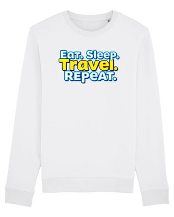 EAT SLEEP TRAVEL REPEAT - Mananca. Dormi. CALATORESTE. Repeta White