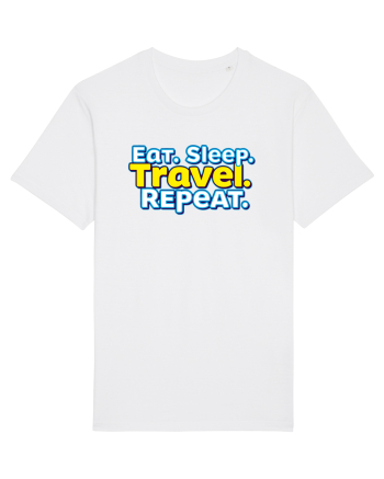 EAT SLEEP TRAVEL REPEAT - Mananca. Dormi. CALATORESTE. Repeta White
