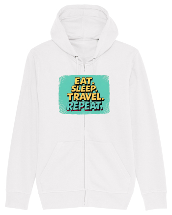 EAT SLEEP TRAVEL REPEAT - Mananca. Dormi. CALATORESTE. Repeta 2 White